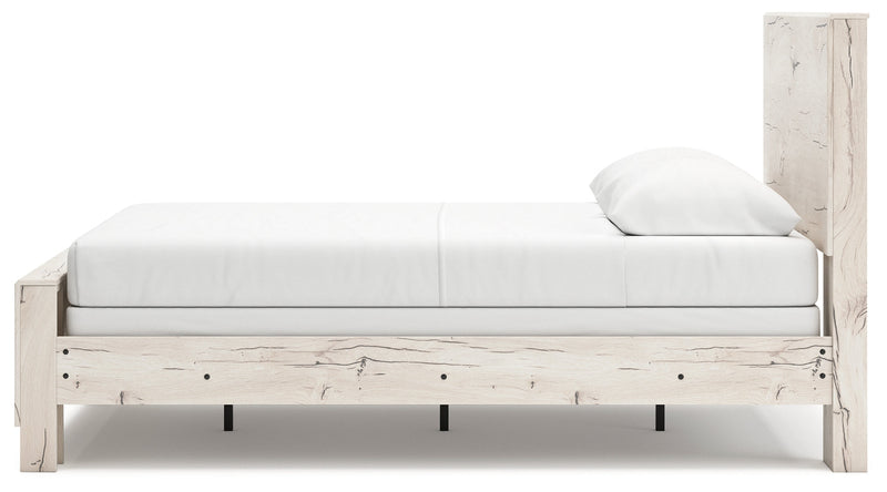 Lawroy Queen Panel Bed with Mirrored Dresser and Chest in Light Natural from Ashley - Luna Furniture