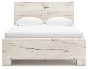 Lawroy Queen Panel Bed with Mirrored Dresser in Light Natural - PKG020140