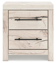 Lawroy Queen Panel Bed with Storage and 2 Nightstands in Light Natural - PKG020148