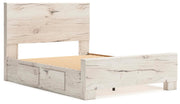 Lawroy Queen Panel Bed with Storage and Dresser in Light Natural - PKG020146