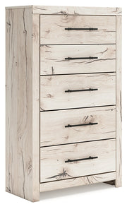 Lawroy Queen Panel Headboard with Mirrored Dresser, Chest and 2 Nightstands in Light Natural from Ashley - Luna Furniture