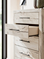 Lawroy Queen Panel Headboard with Mirrored Dresser, Chest and 2 Nightstands in Light Natural from Ashley - Luna Furniture