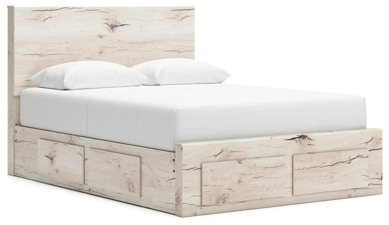Lawroy Queen Panel Storage Bed and 2 Nightstands in Light Natural - PKG020166