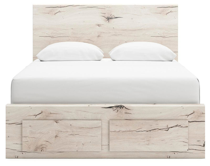 Lawroy Queen Panel Storage Bed and Dresser in Light Natural - PKG020164