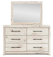 Lawroy Queen Panel Storage Bed, Dresser, Mirror and Chest in Light Natural - PKG020162