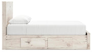 Lawroy Queen Panel Storage Bed, Dresser, Mirror and Chest in Light Natural - PKG020162