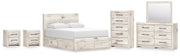 Lawroy Queen Panel Storage Bed, Dresser, Mirror, Chest and 2 Nightstands in Light Natural - PKG020160