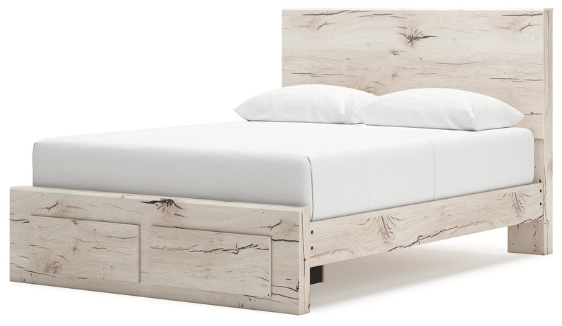 Lawroy Queen Panel Storage Bed with 2 Nightstands in Light Natural from Ashley - Luna Furniture