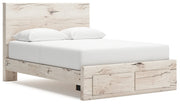 Lawroy Queen Panel Storage Bed with 2 Nightstands in Light Natural from Ashley - Luna Furniture