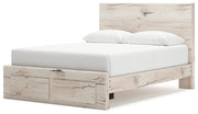 Lawroy Queen Panel Storage Bed with Dresser and 2 Nightstands in Light Natural from Ashley - Luna Furniture