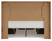 Lawroy Queen Panel Storage Bed with Mirrored Dresser and Nightstand in Light Natural from Ashley - Luna Furniture