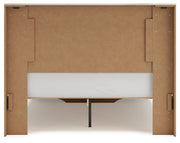 Lawroy Queen Panel Storage Bed with Mirrored Dresser in Light Natural - PKG020085