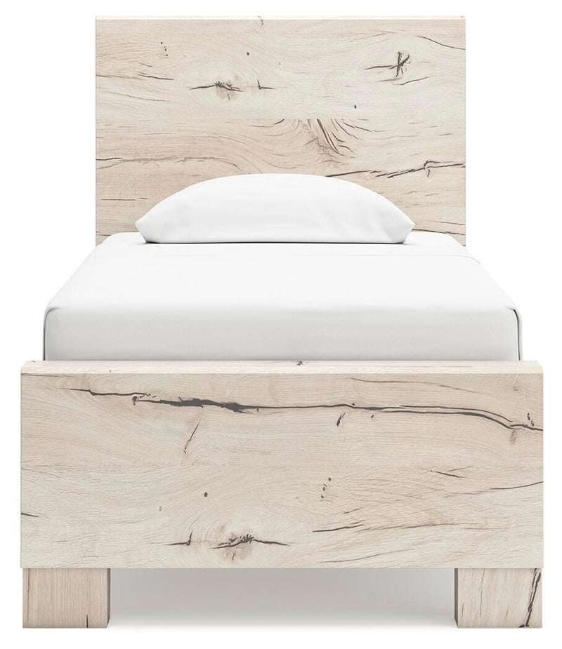 Lawroy Twin Panel Bed, Dresser, Mirror and Chest in Light Natural - PKG020216