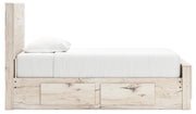 Lawroy Twin Panel Bed with Mirrored Dresser in Light Natural - PKG020239