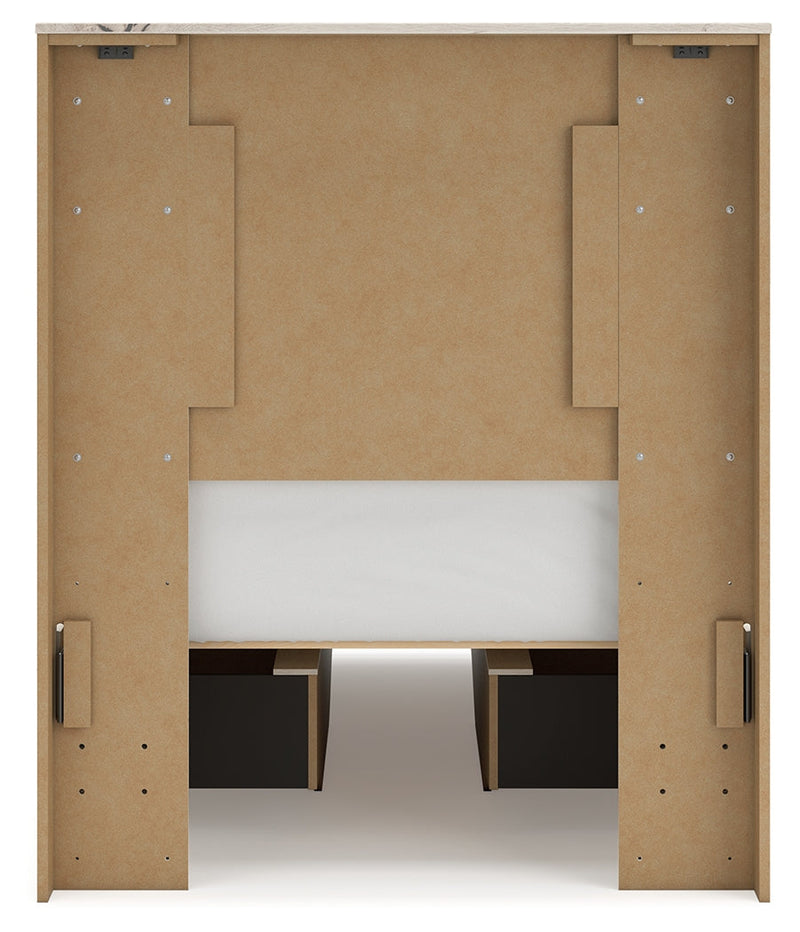 Lawroy Twin Panel Bed with Mirrored Dresser in Light Natural - PKG020239