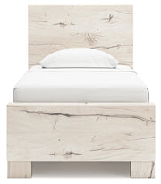 Lawroy Twin Panel Bed with Mirrored Dresser in Light Natural - PKG020239