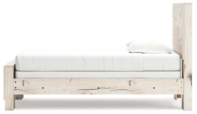 Lawroy Twin Panel Bed with Nightstand in Light Natural from Ashley - Luna Furniture