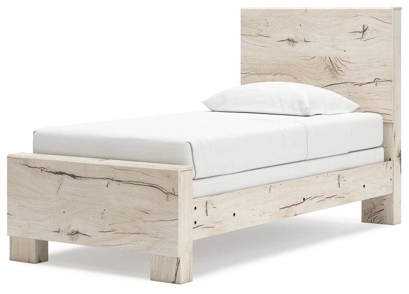 Lawroy Twin Panel Bed with Nightstand in Light Natural from Ashley - Luna Furniture