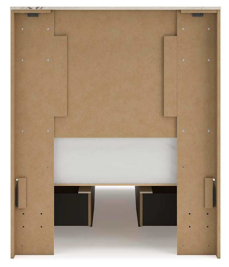 Lawroy Twin Panel Bed with Storage and Nightstand in Light Natural - PKG020247