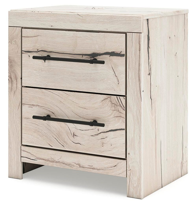 Lawroy Twin Panel Bed with Storage, Dresser, Mirror and Nightstand in Light Natural - PKG020242