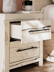 Lawroy Twin Panel Headboard with Mirrored Dresser and 2 Nightstands in Light Natural from Ashley - Luna Furniture