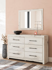 Lawroy Twin Panel Headboard with Mirrored Dresser and 2 Nightstands in Light Natural from Ashley - Luna Furniture