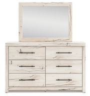 Lawroy Twin Panel Headboard with Mirrored Dresser, Chest and 2 Nightstands in Light Natural from Ashley - Luna Furniture