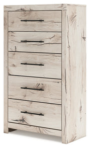 Lawroy Twin Panel Headboard with Mirrored Dresser, Chest and 2 Nightstands in Light Natural from Ashley - Luna Furniture