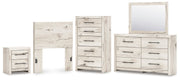 Lawroy Twin Panel Headboard with Mirrored Dresser, Chest and Nightstand in Light Natural from Ashley - Luna Furniture