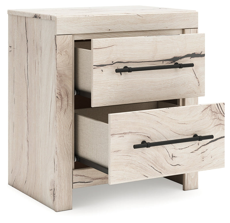 Lawroy Twin Panel Headboard with Mirrored Dresser, Chest and Nightstand in Light Natural from Ashley - Luna Furniture