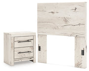 Lawroy Twin Panel Headboard with Nightstand in Light Natural from Ashley - Luna Furniture