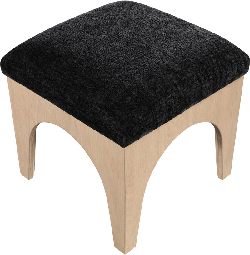 Lawson Chenille Fabric Upholstered Ottoman in Black - 22031Black