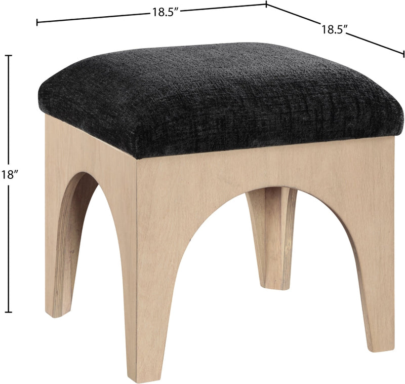 Lawson Chenille Fabric Upholstered Ottoman in Black - 22031Black
