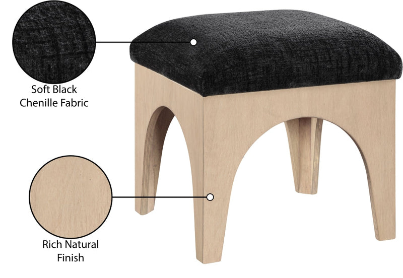 Lawson Chenille Fabric Upholstered Ottoman in Black - 22031Black