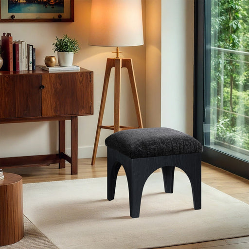 Lawson Chenille Fabric Upholstered Ottoman in Black - 22032Black