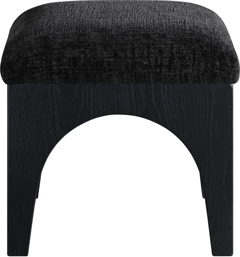Lawson Chenille Fabric Upholstered Ottoman in Black - 22032Black
