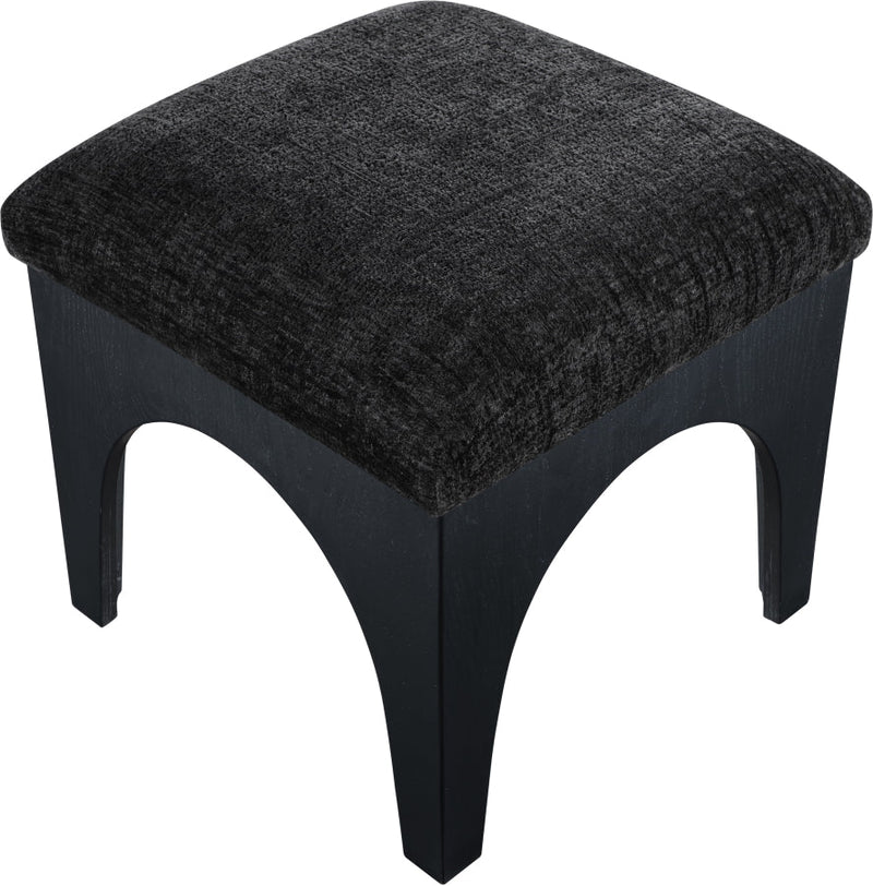 Lawson Chenille Fabric Upholstered Ottoman in Black - 22032Black