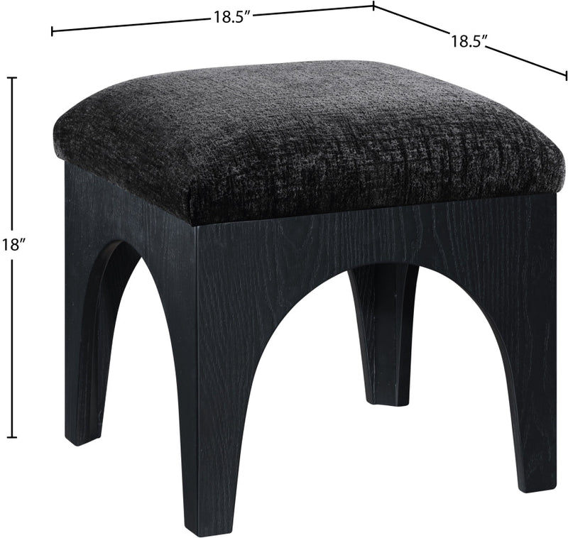 Lawson Chenille Fabric Upholstered Ottoman in Black - 22032Black