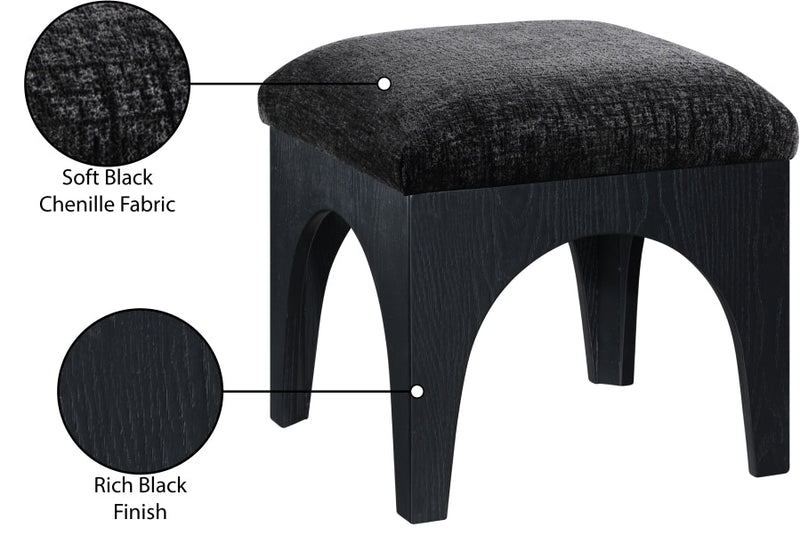 Lawson Chenille Fabric Upholstered Ottoman in Black - 22032Black