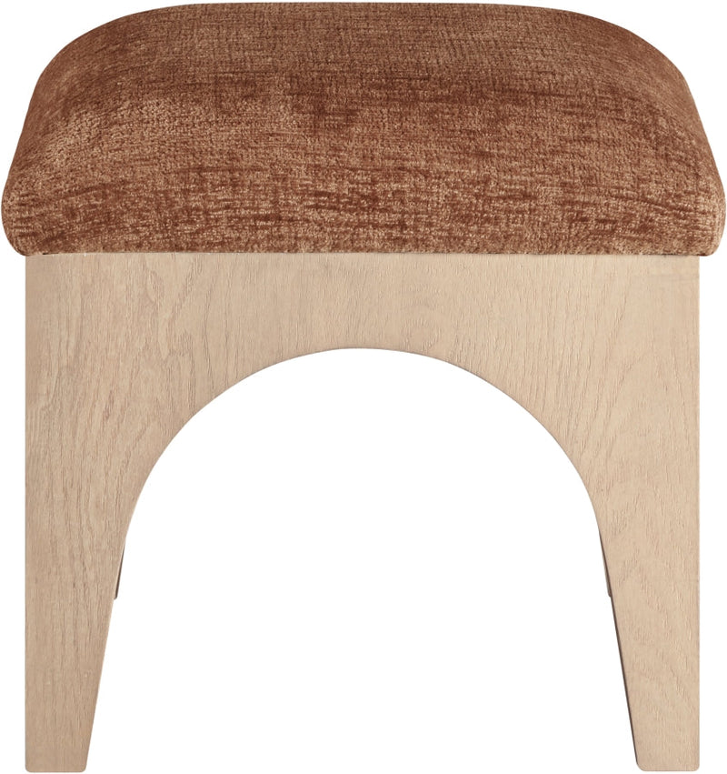 Lawson Chenille Fabric Upholstered Ottoman in Cognac - 22031Cognac