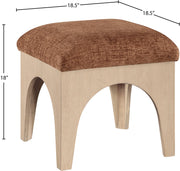 Lawson Chenille Fabric Upholstered Ottoman in Cognac - 22031Cognac