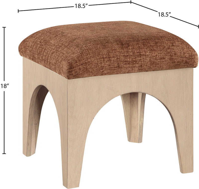 Lawson Chenille Fabric Upholstered Ottoman in Cognac - 22031Cognac