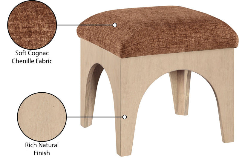 Lawson Chenille Fabric Upholstered Ottoman in Cognac - 22031Cognac