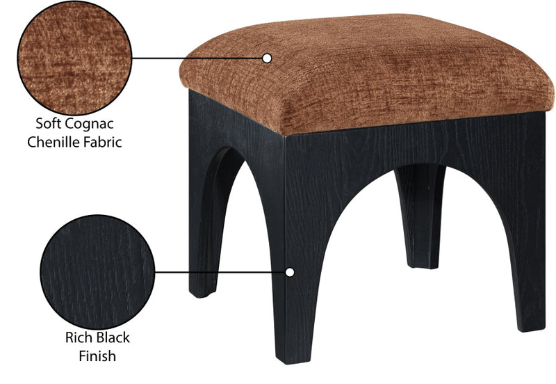 Lawson Chenille Fabric Upholstered Ottoman in Cognac - 22032Cognac