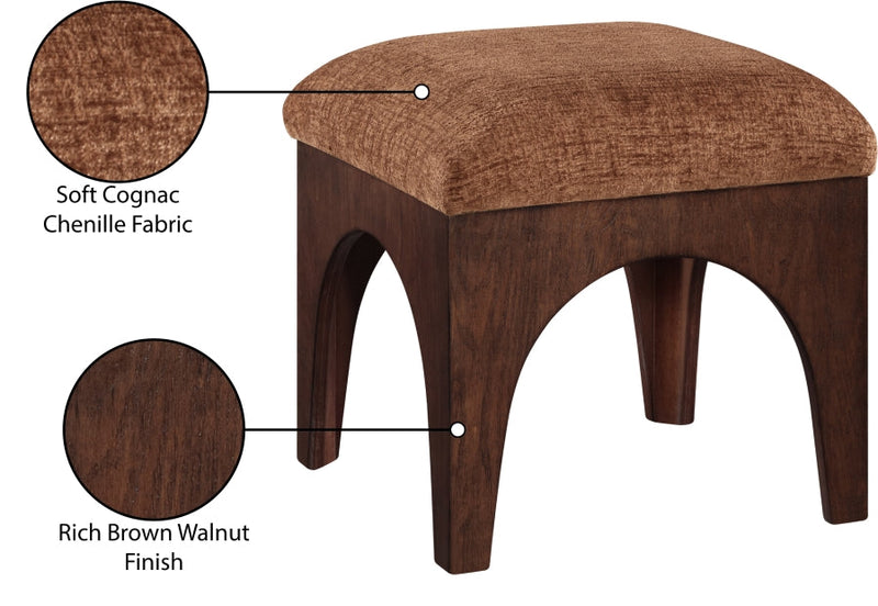 Lawson Chenille Fabric Upholstered Ottoman in Cognac - 22033Cognac