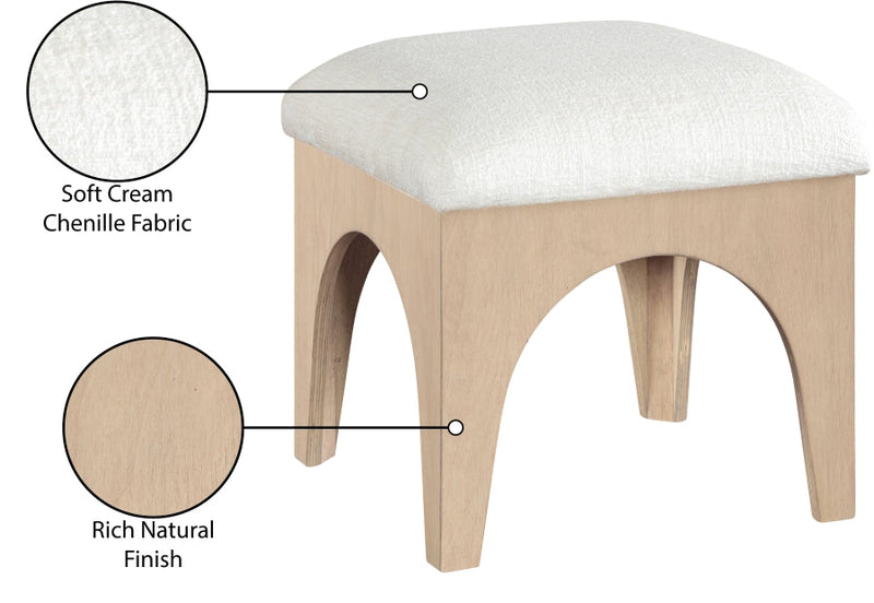 Lawson Chenille Fabric Upholstered Ottoman in Cream - 22031Cream