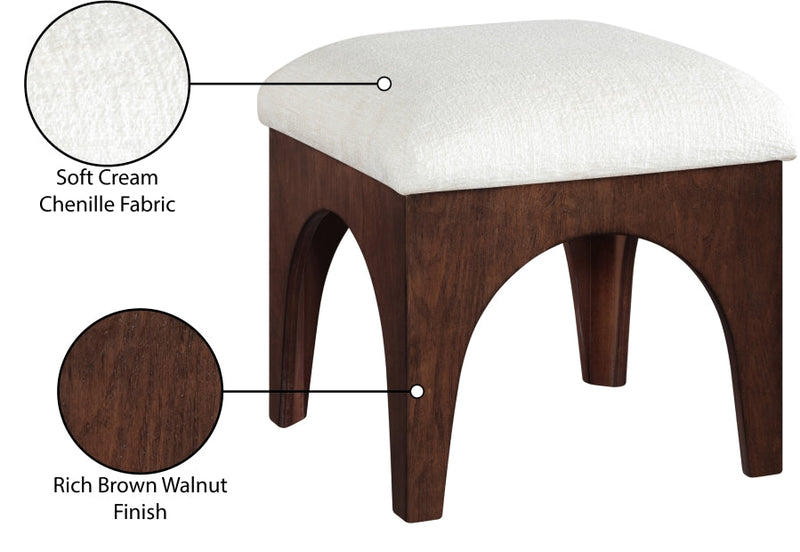 Lawson Chenille Fabric Upholstered Ottoman in Cream - 22033Cream