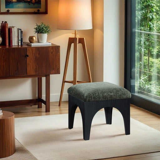 Lawson Chenille Fabric Upholstered Ottoman in Green - 22032Green