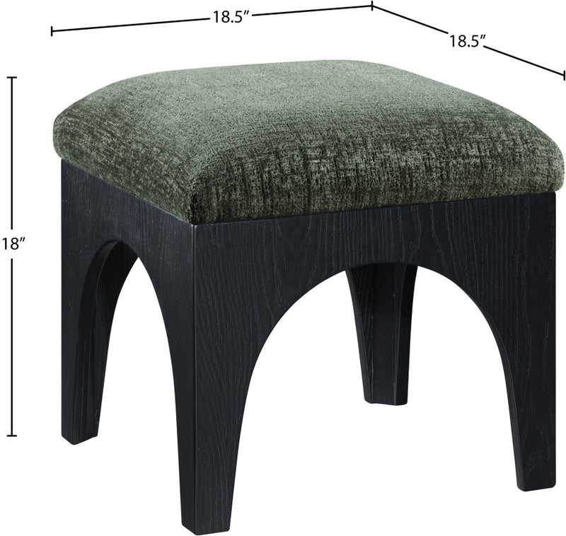 Lawson Chenille Fabric Upholstered Ottoman in Green - 22032Green