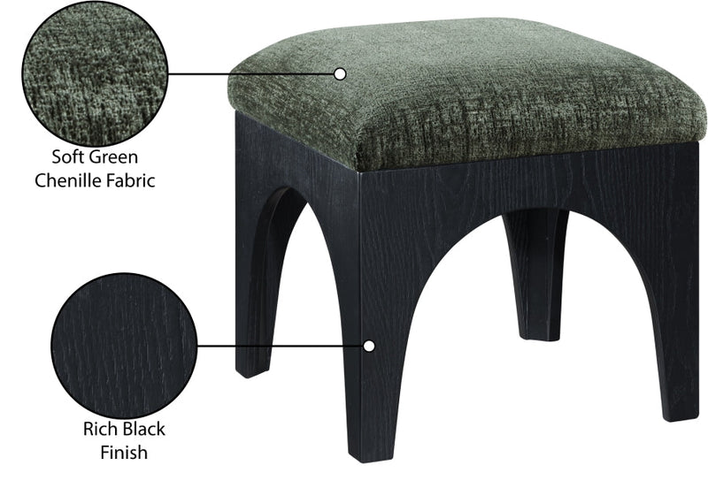 Lawson Chenille Fabric Upholstered Ottoman in Green - 22032Green